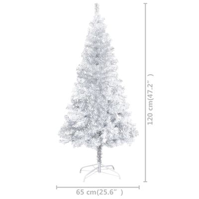 vidaXL Artificial Christmas Tree with Stand Silver 47.2" PET