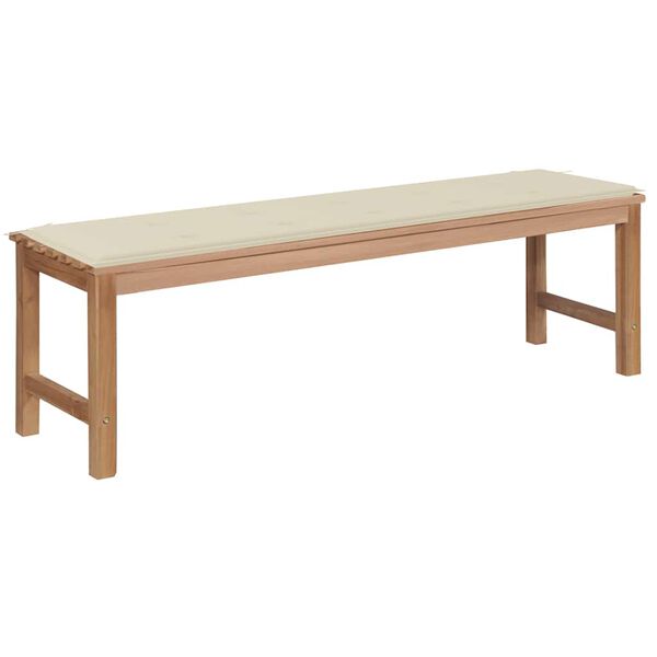 vidaXL Patio Bench with Cream Cushion 59.1" Solid Teak Wood