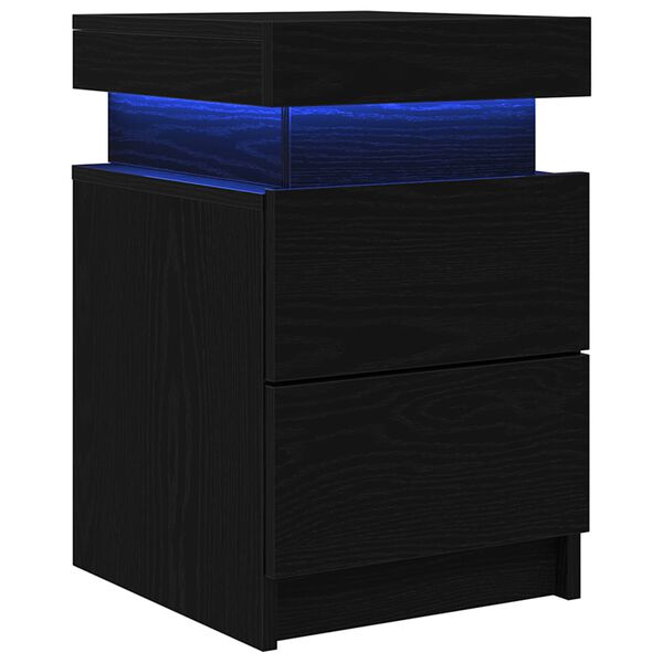 vidaXL Bedside Cabinet with Drawer Black Oak 13.78 x 15.35 x 21.65 in