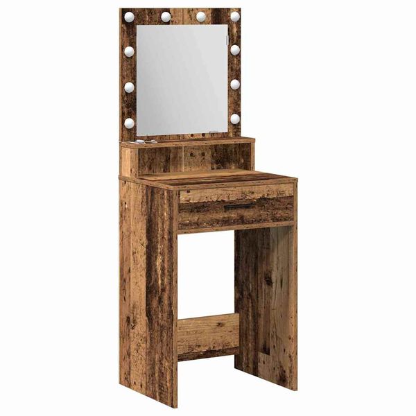vidaXL Dressing Table with Drawer Old Wood 19.69 x 16.14 x 53.15 in