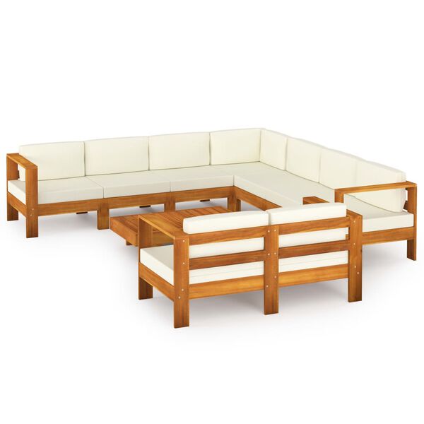 vidaXL Wooden Lounge Set Cream White