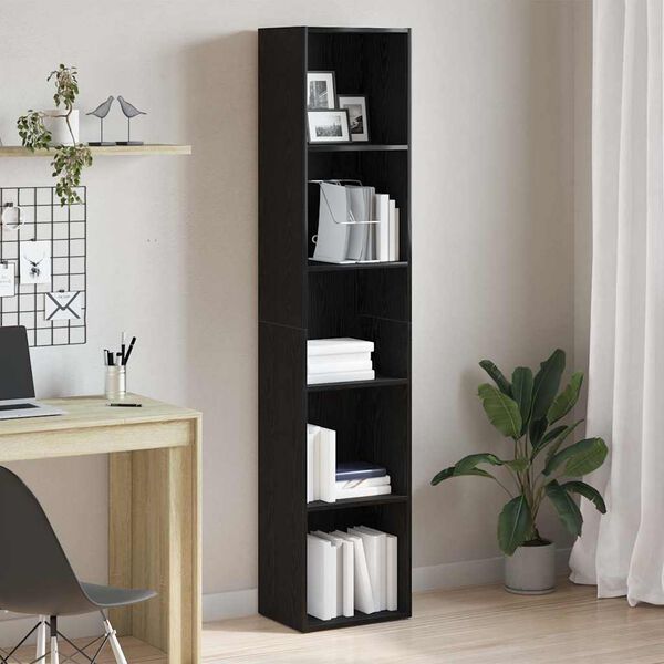 vidaXL Book Cabinet Black Oak Engineered wood Tall Book Cabinet