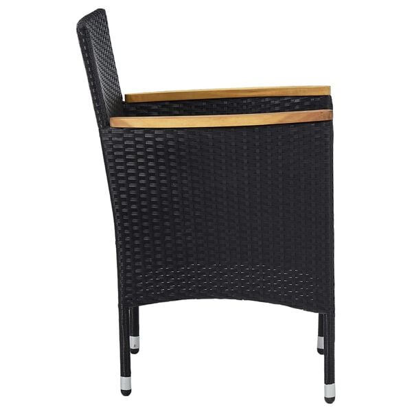 vidaXL Rattan Chair Set of 2 Black Poly Rattan Standard