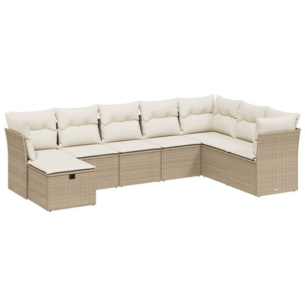vidaXL Garden Sofa Set Beige Poly Rattan Modular Garden Sofa Set