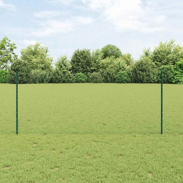 vidaXL Fence with Post Green 3.28 x 328.08 ft Steel and PVC
