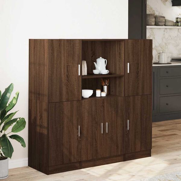vidaXL Kitchen Cabinet Set Brown Oak Engineered wood Kitchen Cabinet Set