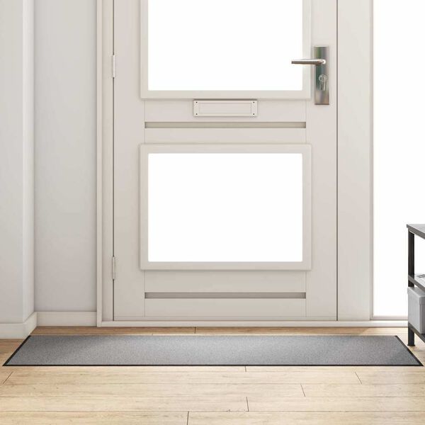 vidaXL Doormat Grey and Black 23.6" x 70.9" Polypropylene and vinyl