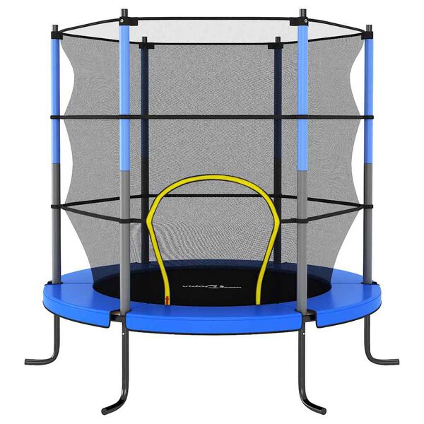 vidaXL Trampoline Black, Grey, Blue Powder-Coated Steel, PVC, PP, Polyester
