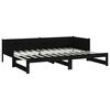 vidaXL Pull-out Day Bed Black Solid pine wood 2x Convertible