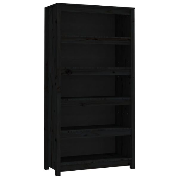 vidaXL Book Cabinet Black Solid pine wood 31.5 x 13.8 x 60.6 in