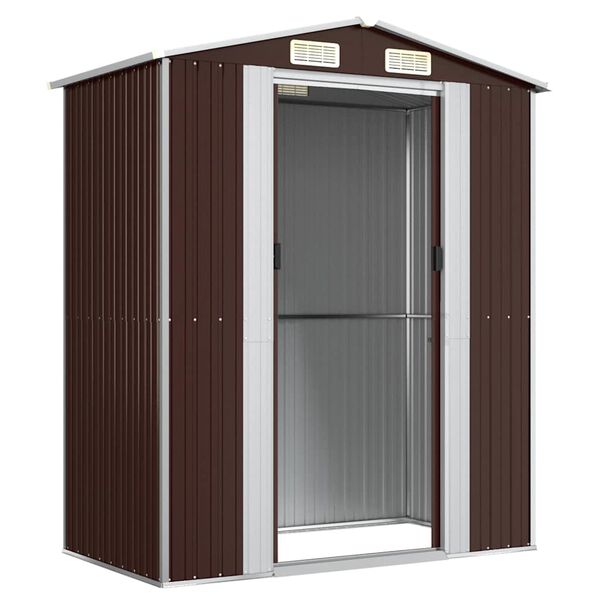 vidaXL Garden Shed Dark Brown Galvanized Steel Large Sliding Components