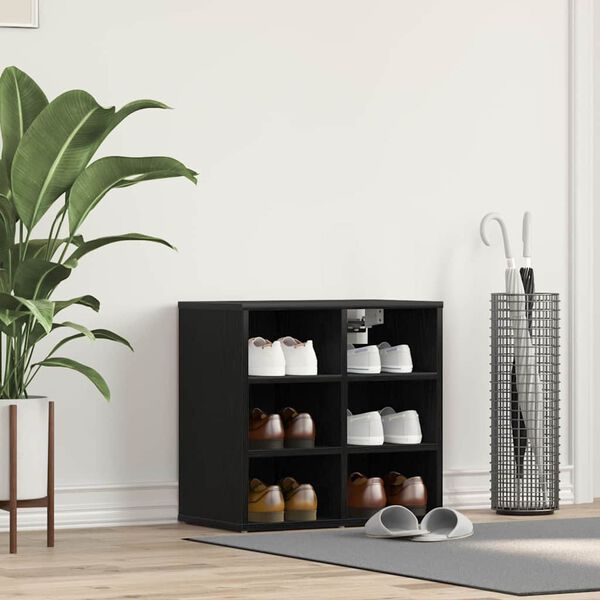 vidaXL Shoe Cabinet Black Oak 20.47 x 11.81 x 19.88 in Engineered Wood