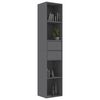 vidaXL Book Cabinet High Gloss Gray 14.2"x11.8"x67.3" Engineered Wood