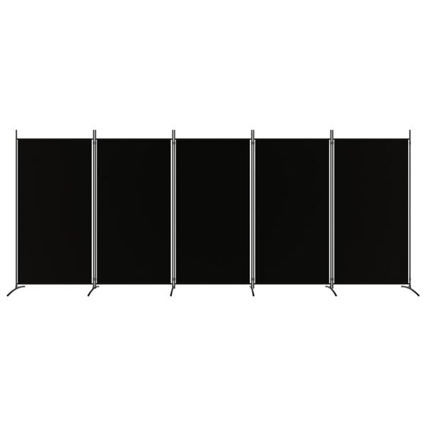 vidaXL 5-Panel Room Divider Black 170.5"x70.9" Fabric