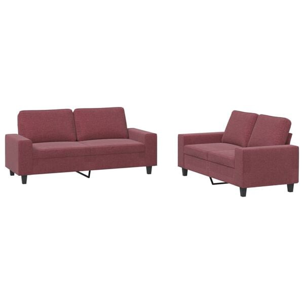 vidaXL Sofa Set Wine Red 100% polyester, metal, textilene, plywood