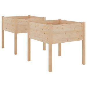 vidaXL Garden Planter Set of 2 Natural wood Solid pinewood Medium