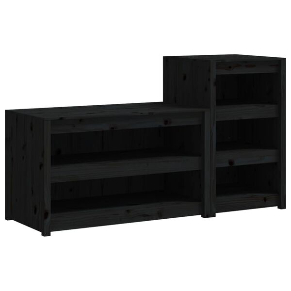 vidaXL Outdoor Kitchen Cabinet Set of 2 Black Solid Pine Wood Large