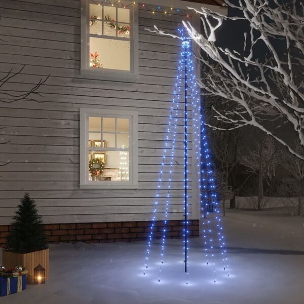 vidaXL Christmas Tree With Spike Blue Powder-coated steel Large