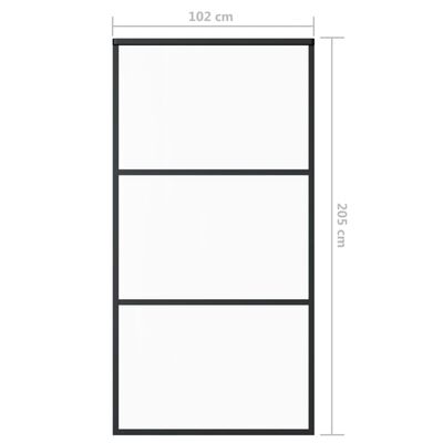 vidaXL Sliding Door ESG Glass and Aluminum 40.2"x80.7" Black