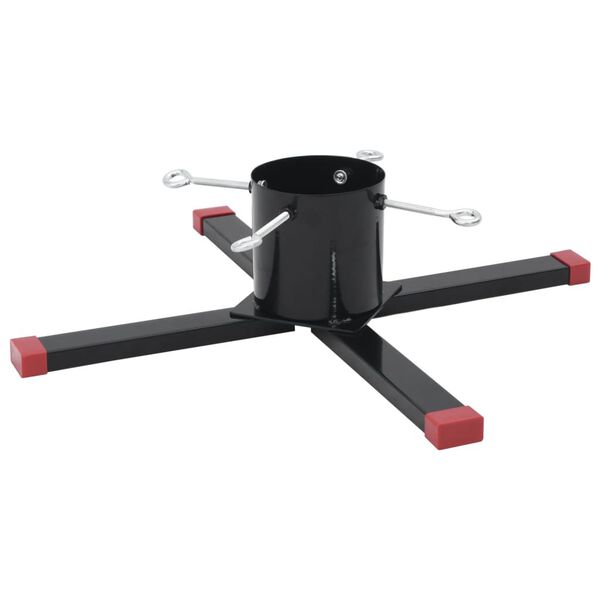 vidaXL Christmas Tree Stand Black and red Metal and plastic Medium
