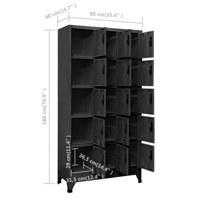 vidaXL Locker Cabinet Anthracite 35.4"x15.7"x70.9" Steel