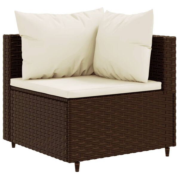 vidaXL Patio Sofa Set Brown and Cream White PE rattan Large Modular