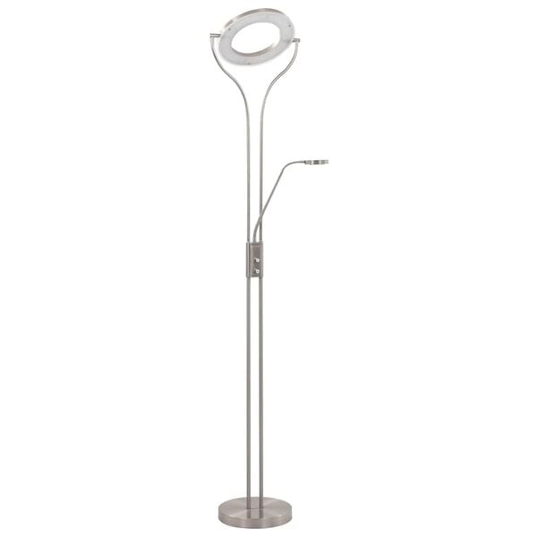vidaXL Stand Lamp Silver Steel Tall Adjustable Armrests Stand Lamp
