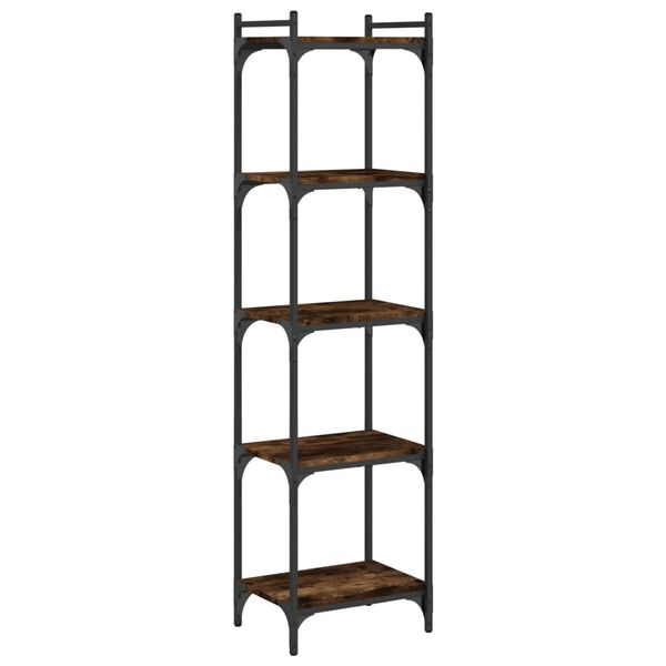 vidaXL Bookcase Smoked Oak Engineered Wood, Metal Medium Adjustable Feet