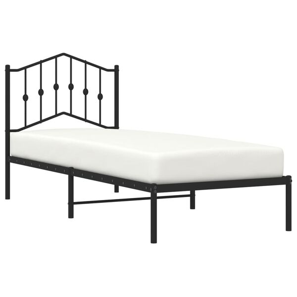vidaXL Bed Frame Black Steel Twin Bed Frame Rectangular Modern
