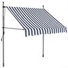 vidaXL Retractable Awning Blue and White Polyester with PU Coating, Steel