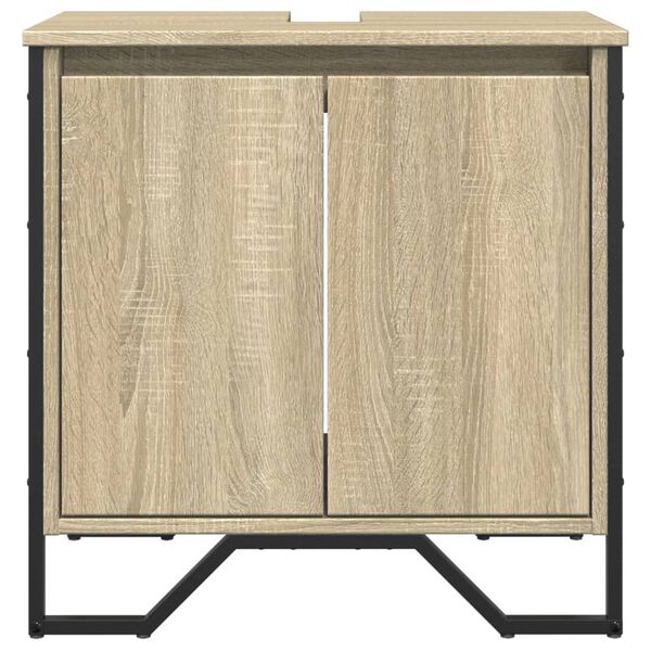 vidaXL Bathroom Sink Cabinet Sonoma oak Engineered wood, metal 23.6 in