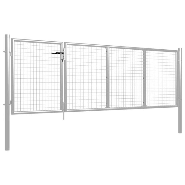 vidaXL Garden Gate Steel 137.8x39.4" Silver