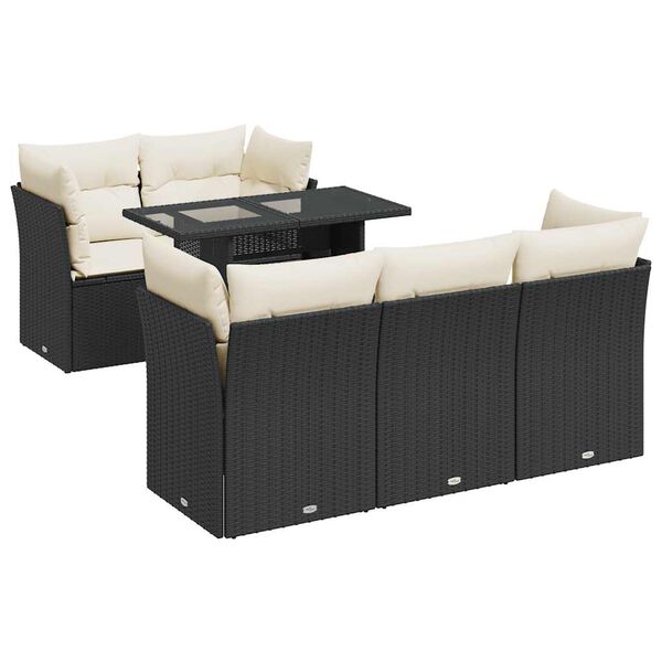 vidaXL Garden Sofa Set Black and Cream White