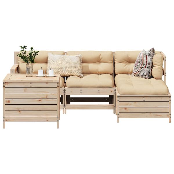vidaXL Garden Sofa Set Natural Wood Solid Pine Wood Medium Modular