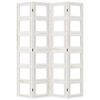 vidaXL Room Divider 4 Panels White Solid Wood Paulownia