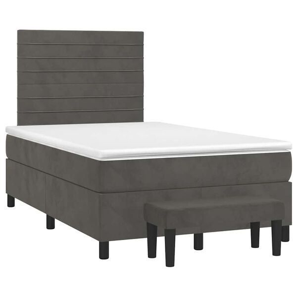 vidaXL Box Spring Bed Dark gray, white