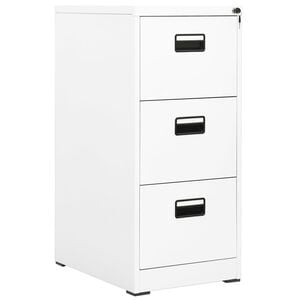 vidaXL Filing Cabinet White Steel Medium Ball-Bearing Filing Cabinet
