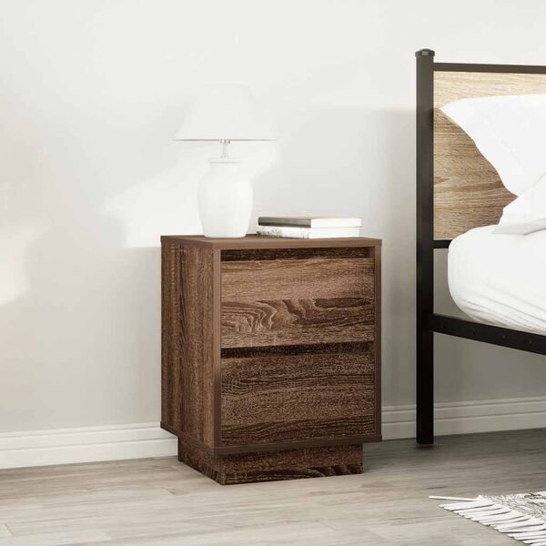 vidaXL Bedside Cabinet Set of 2 Brown Oak Engineered wood