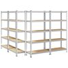 vidaXL 5-Layer Storage Shelves 4 pcs Silver Steel&Engineered Wood