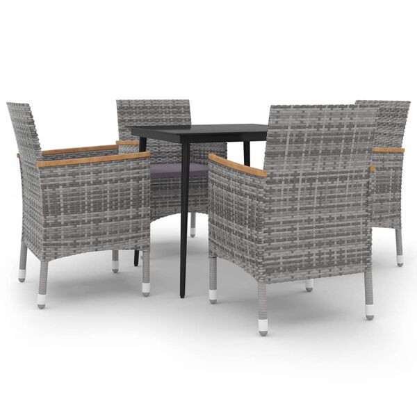 vidaXL Garden Dining Set Grey PE Rattan Plenty of room for dining