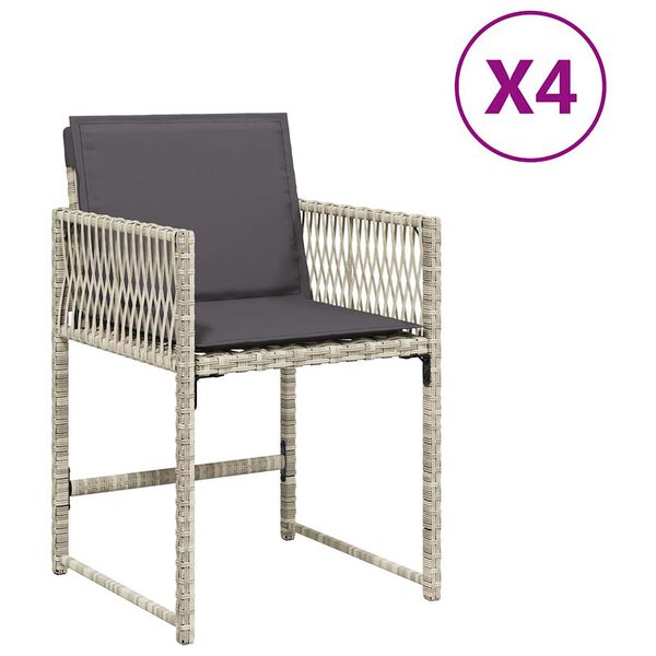 vidaXL Garden Chair Set of 4 Light Grey PE Rattan 19.9 x 21.3 x 31.1 in