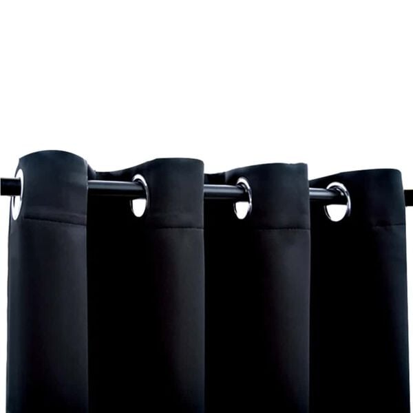 vidaXL Blackout Curtains with Metal Rings 2 pcs Black 55.1x96.5"
