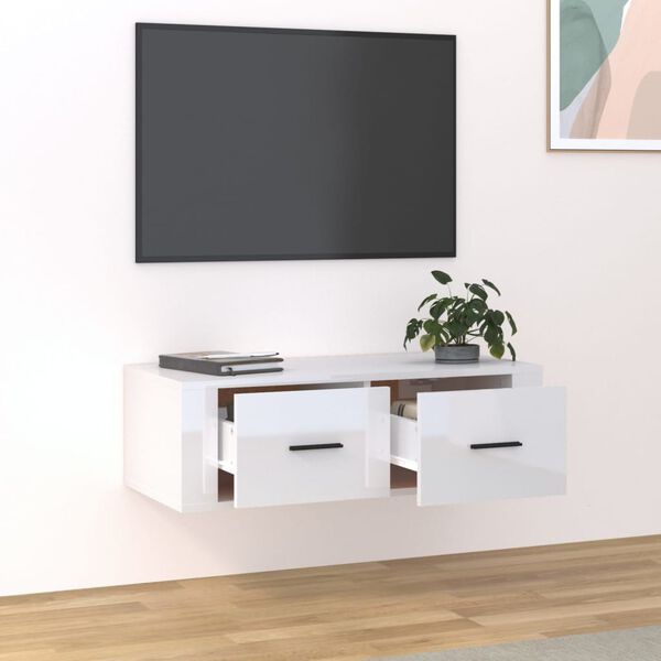 vidaXL TV Cabinet High gloss white Engineered wood Standard