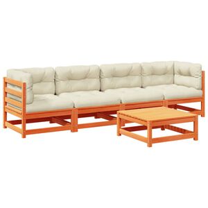 vidaXL Garden Sofa Set Wax brown Solid pine wood, Oxford fabric, PP cotton