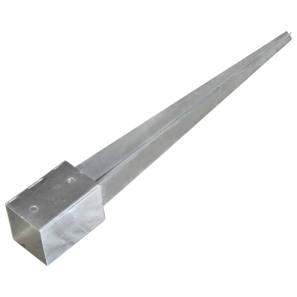 vidaXL Ground Spikes 2 pcs Silver 3.5x3.5x29.5" Galvanised Steel