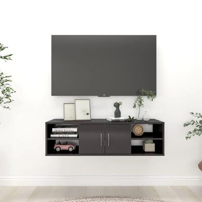 vidaXL Wall Shelf High Gloss Gray 40.2"x11.8"x11.4" Engineered Wood