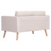 vidaXL Sofa Cream Polyester Fabric, Wooden Frame 2-Seater, Medium