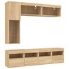 vidaXL 7 Piece TV Wall Stand Set with LED Lights Sonoma Oak