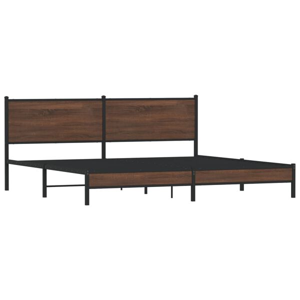 vidaXL Bed Frame Brown Oak Steel, Engineered Wood Full Bed Frame