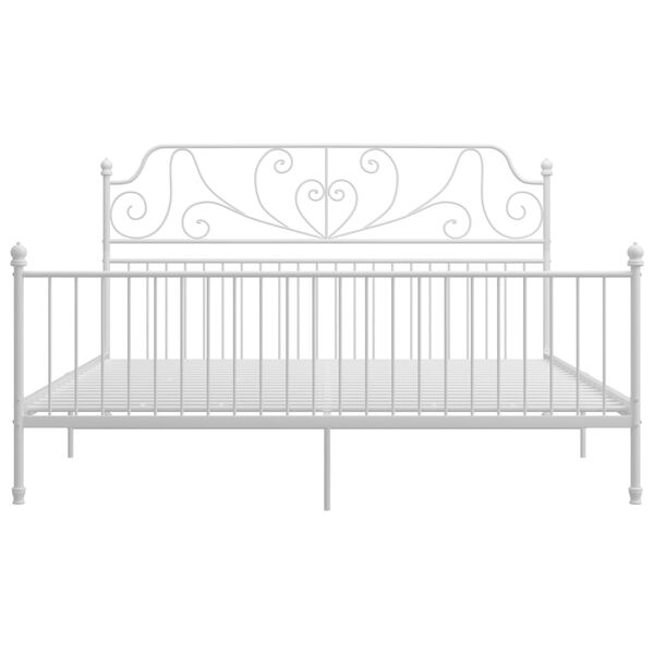 vidaXL Bed Frame White Powder-coated metal Double Durable Bed Frame